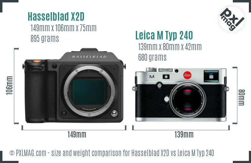 Hasselblad X2D vs Leica M Typ 240 size comparison