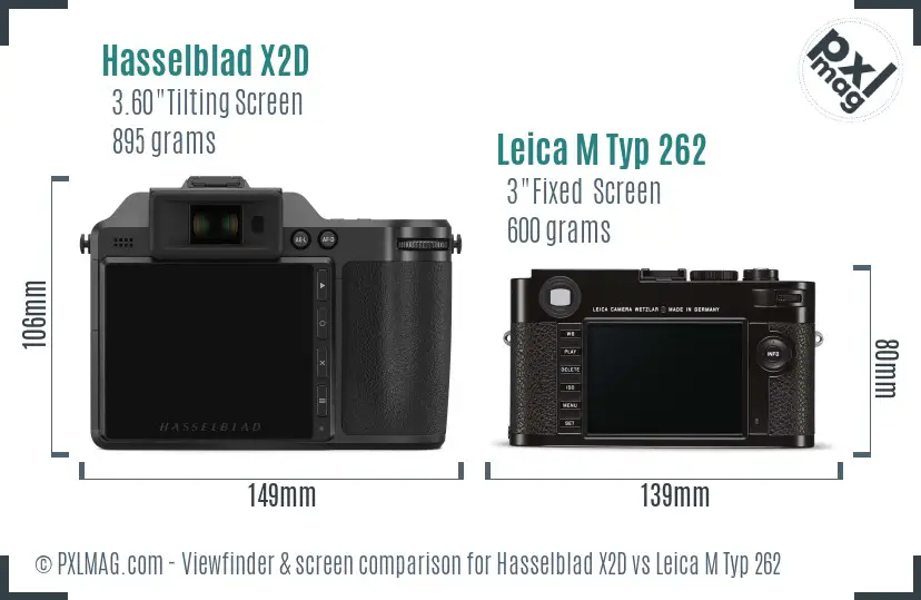 Hasselblad X2D vs Leica M Typ 262 Screen and Viewfinder comparison