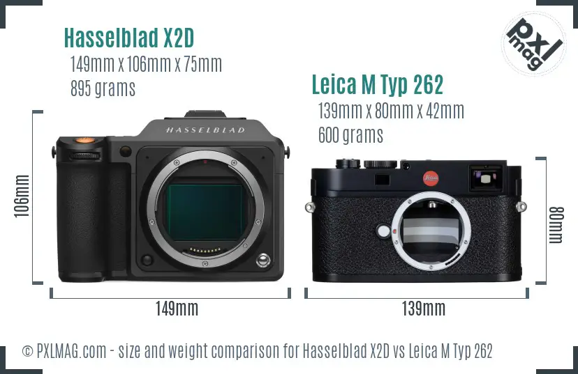 Hasselblad X2D vs Leica M Typ 262 size comparison