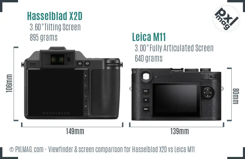 Hasselblad X2D vs Leica M11 Screen and Viewfinder comparison