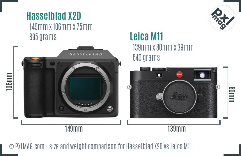 Hasselblad X2D vs Leica M11 size comparison