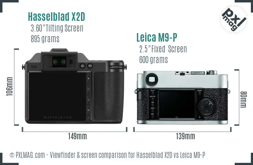 Hasselblad X2D vs Leica M9-P Screen and Viewfinder comparison