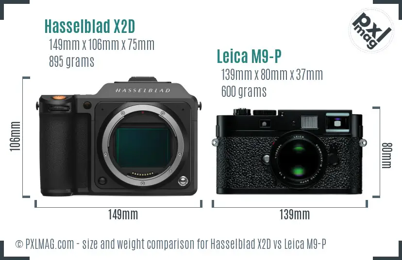 Hasselblad X2D vs Leica M9-P size comparison