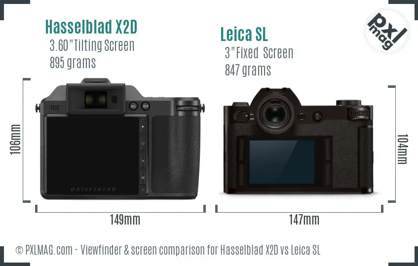 Hasselblad X2D vs Leica SL Screen and Viewfinder comparison