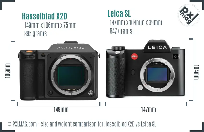 Hasselblad X2D vs Leica SL size comparison