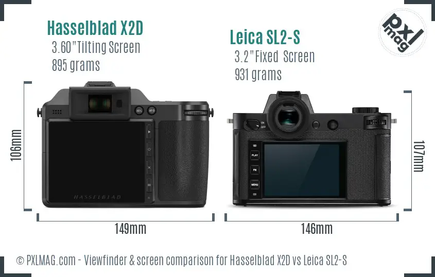 Hasselblad X2D vs Leica SL2-S Screen and Viewfinder comparison