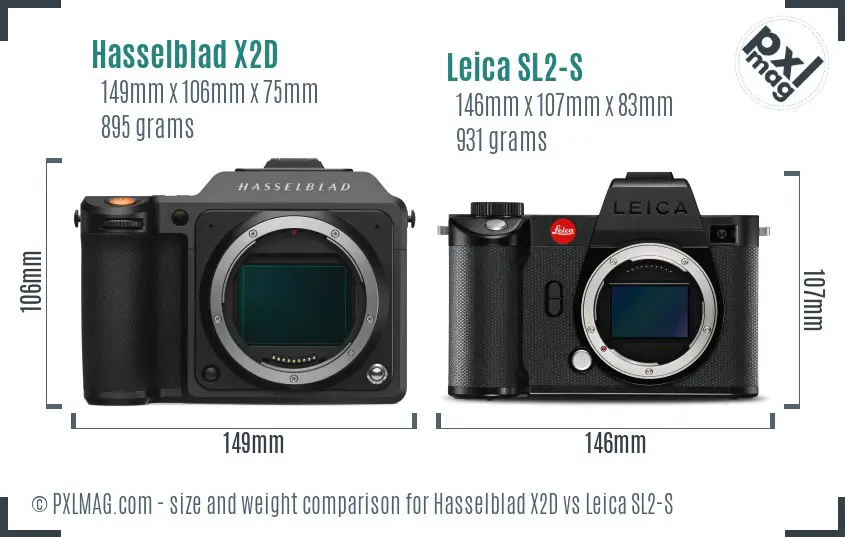 Hasselblad X2D vs Leica SL2-S size comparison