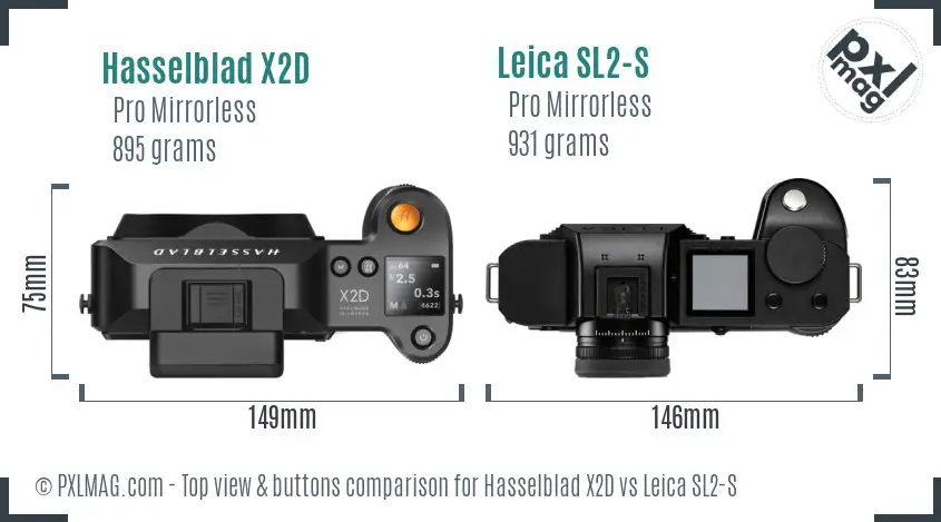 Hasselblad X2D vs Leica SL2-S top view buttons comparison