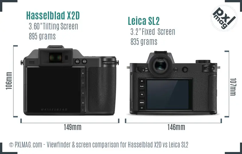 Hasselblad X2D vs Leica SL2 Screen and Viewfinder comparison