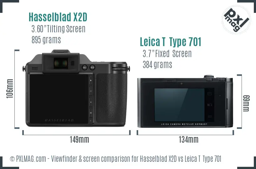 Hasselblad X2D vs Leica T  Type 701 Screen and Viewfinder comparison