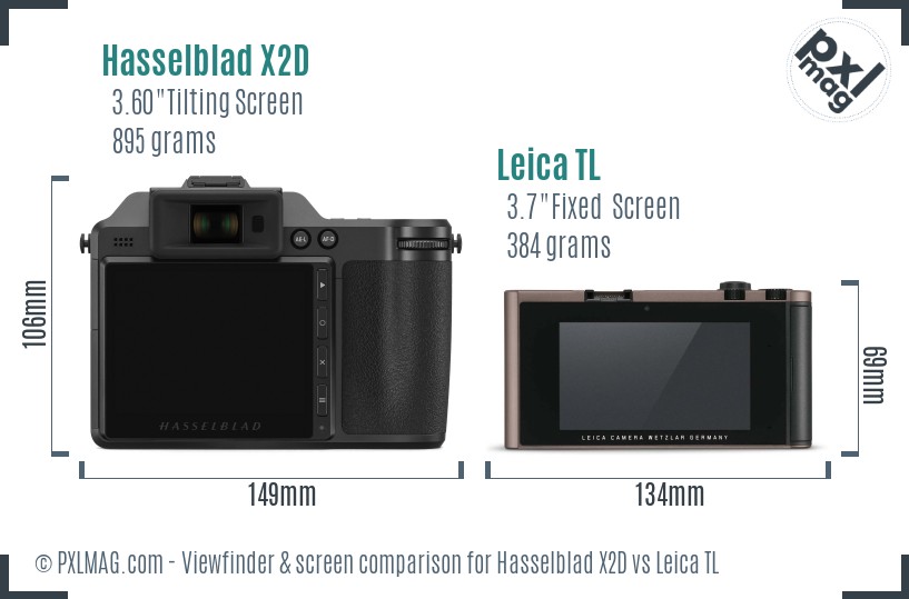 Hasselblad X2D vs Leica TL Screen and Viewfinder comparison