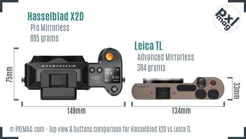 Hasselblad X2D vs Leica TL top view buttons comparison