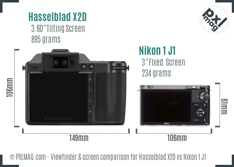 Hasselblad X2D vs Nikon 1 J1 Screen and Viewfinder comparison