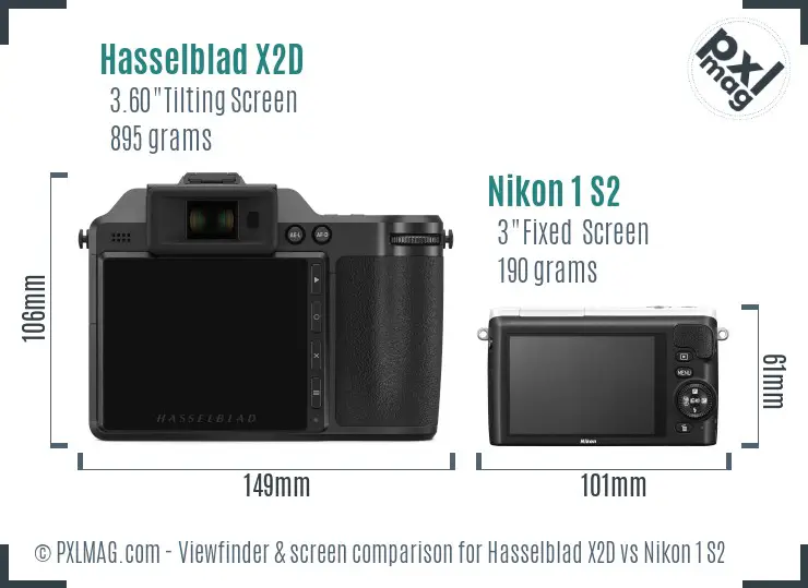 Hasselblad X2D vs Nikon 1 S2 Screen and Viewfinder comparison