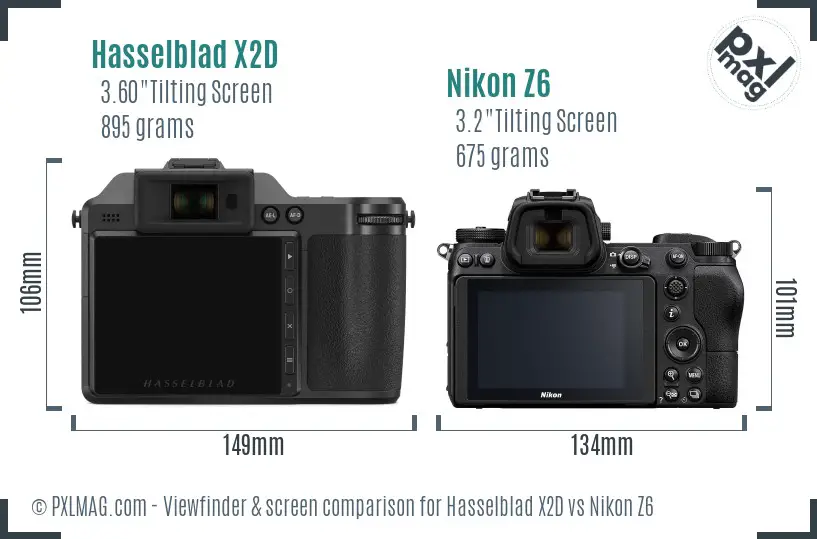 Hasselblad X2D vs Nikon Z6 Screen and Viewfinder comparison