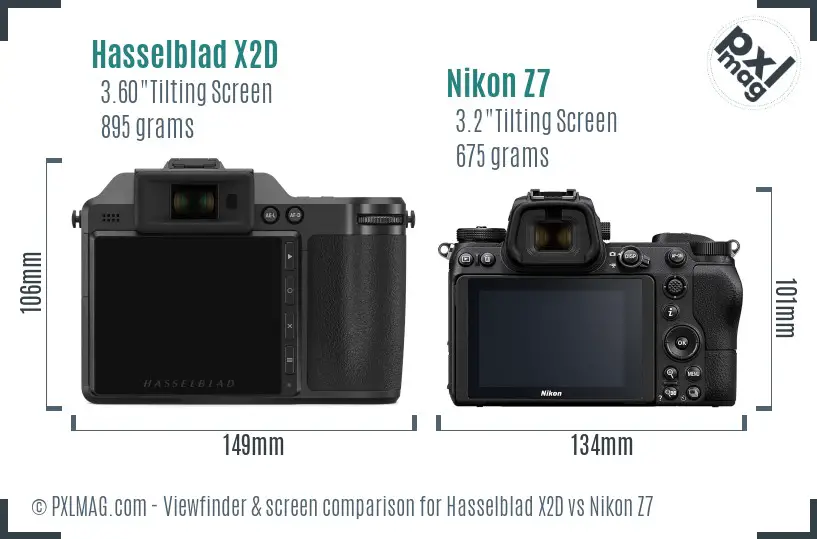 Hasselblad X2D vs Nikon Z7 Screen and Viewfinder comparison
