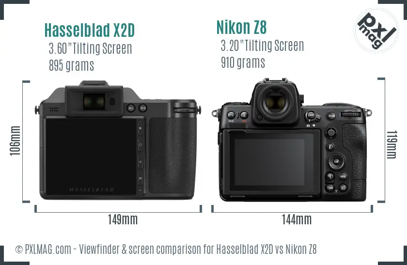 Hasselblad X2D vs Nikon Z8 Screen and Viewfinder comparison