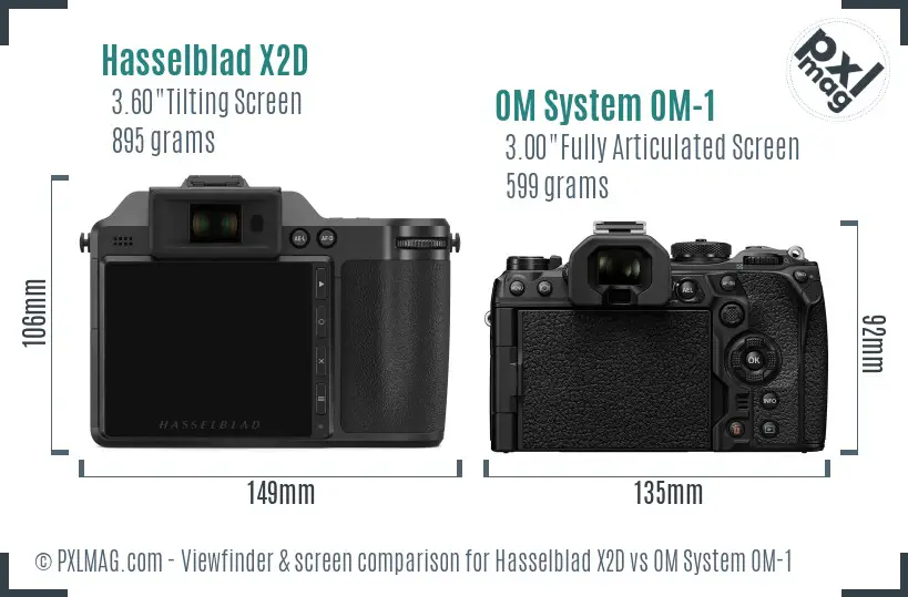 Hasselblad X2D vs OM System OM-1 Screen and Viewfinder comparison
