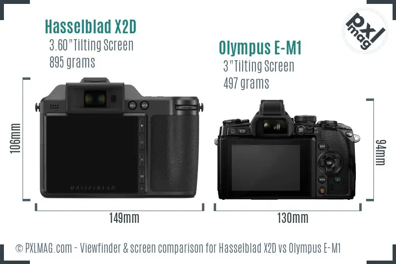 Hasselblad X2D vs Olympus E-M1 Screen and Viewfinder comparison