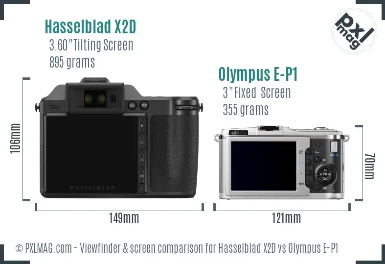 Hasselblad X2D vs Olympus E-P1 Screen and Viewfinder comparison Hasselblad X2D vs Olympus E-P1 Screen and Viewfinder comparison