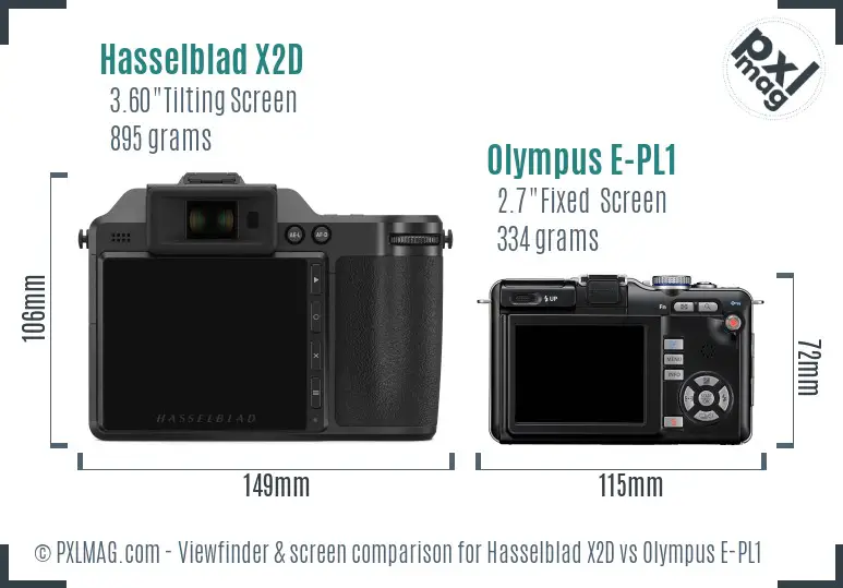 Hasselblad X2D vs Olympus E-PL1 Screen and Viewfinder comparison Hasselblad X2D vs Olympus E-PL1 Screen and Viewfinder comparison