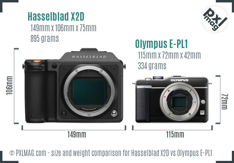 Hasselblad X2D vs Olympus E-PL1 size comparison Hasselblad X2D vs Olympus E-PL1 size comparison