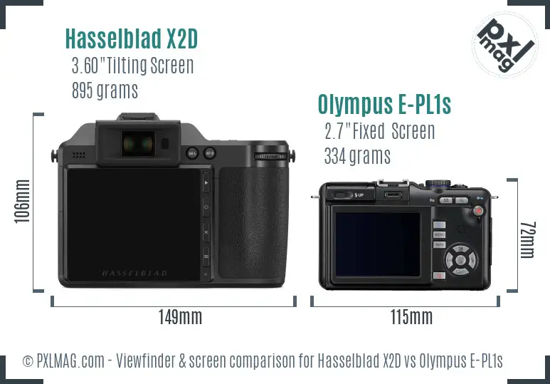 Hasselblad X2D vs Olympus E-PL1s Screen and Viewfinder comparison