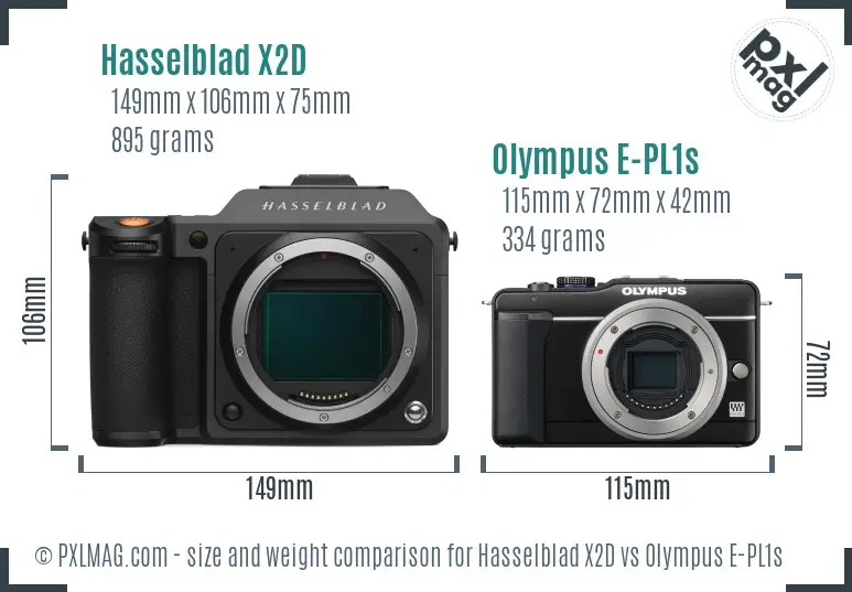 Hasselblad X2D vs Olympus E-PL1s size comparison
