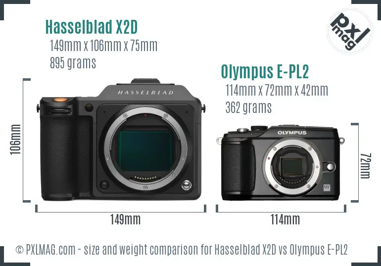 Hasselblad X2D vs Olympus E-PL2 size comparison