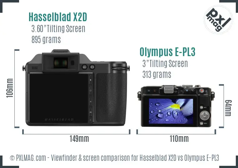 Hasselblad X2D vs Olympus E-PL3 Screen and Viewfinder comparison Hasselblad X2D vs Olympus E-PL3 Screen and Viewfinder comparison
