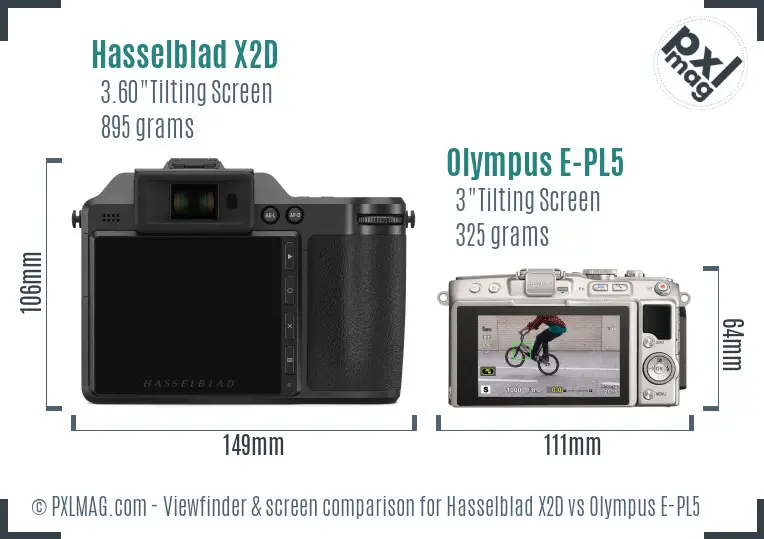 Hasselblad X2D vs Olympus E-PL5 Screen and Viewfinder comparison Hasselblad X2D vs Olympus E-PL5 Screen and Viewfinder comparison
