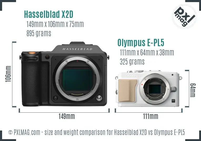 Hasselblad X2D vs Olympus E-PL5 size comparison Hasselblad X2D vs Olympus E-PL5 size comparison