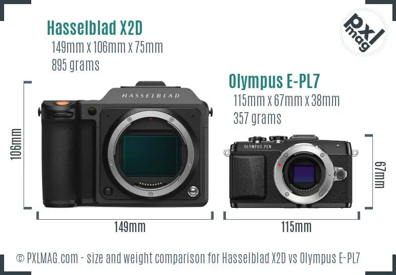 Hasselblad X2D vs Olympus E-PL7 size comparison