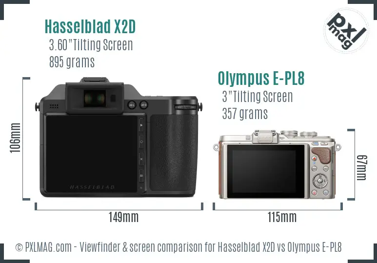 Hasselblad X2D vs Olympus E-PL8 Screen and Viewfinder comparison