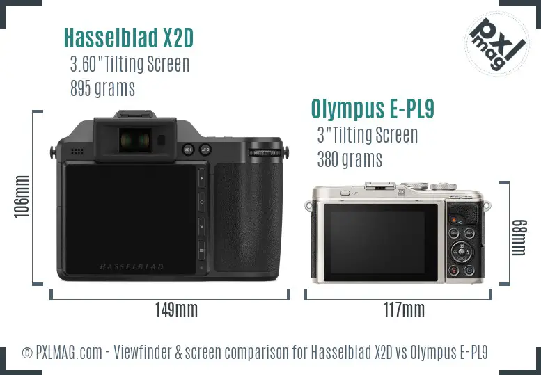 Hasselblad X2D vs Olympus E-PL9 Screen and Viewfinder comparison