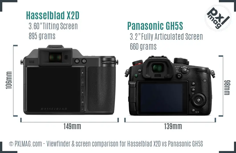 Hasselblad X2D vs Panasonic GH5S Screen and Viewfinder comparison