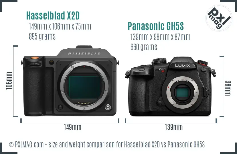 Hasselblad X2D vs Panasonic GH5S size comparison