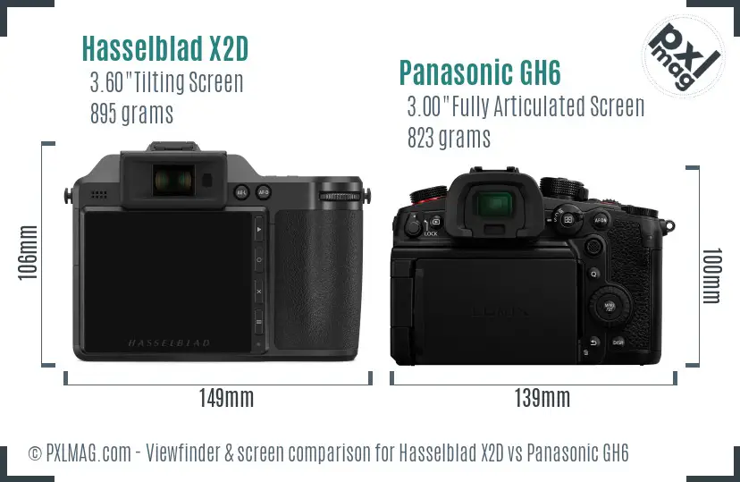 Hasselblad X2D vs Panasonic GH6 Screen and Viewfinder comparison