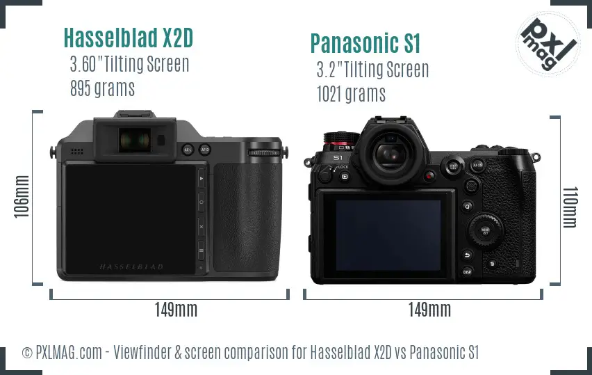 Hasselblad X2D vs Panasonic S1 Screen and Viewfinder comparison