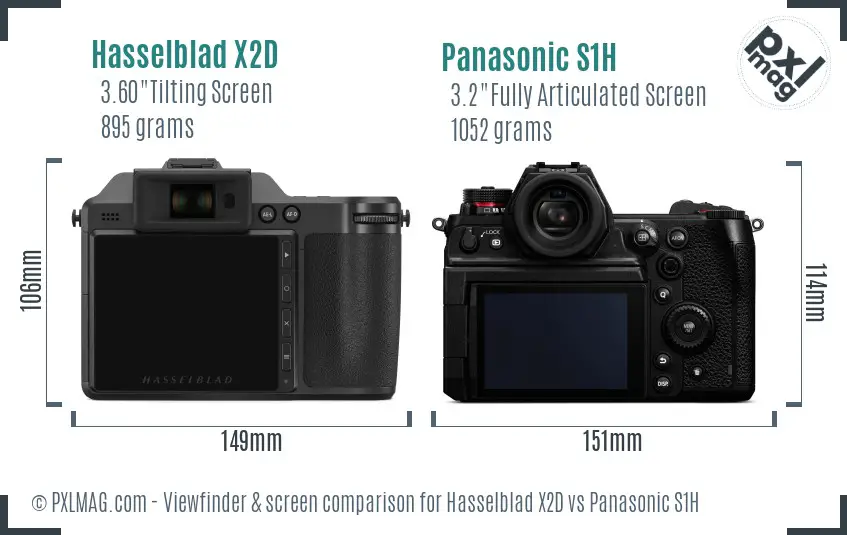 Hasselblad X2D vs Panasonic S1H Screen and Viewfinder comparison