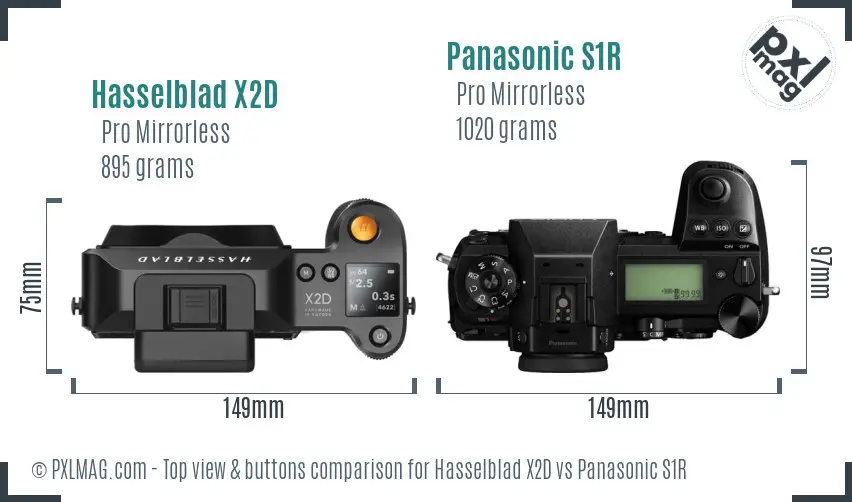 Hasselblad X2D vs Panasonic S1R top view buttons comparison