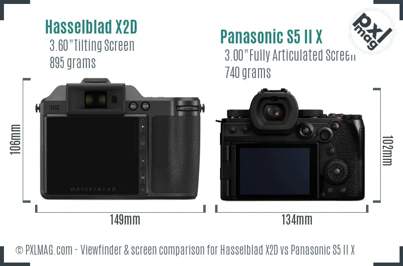 Hasselblad X2D vs Panasonic S5 II X Screen and Viewfinder comparison