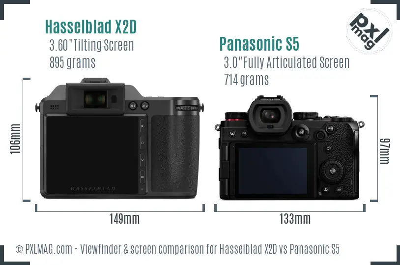 Hasselblad X2D vs Panasonic S5 Screen and Viewfinder comparison