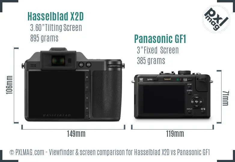 Hasselblad X2D vs Panasonic GF1 Screen and Viewfinder comparison