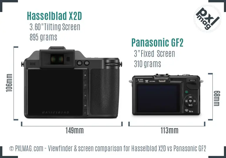 Hasselblad X2D vs Panasonic GF2 Screen and Viewfinder comparison