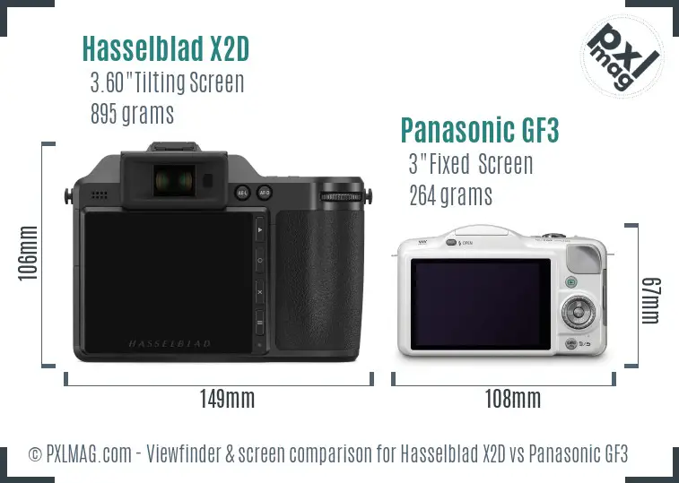 Hasselblad X2D vs Panasonic GF3 Screen and Viewfinder comparison