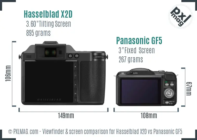 Hasselblad X2D vs Panasonic GF5 Screen and Viewfinder comparison