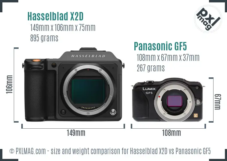 Hasselblad X2D vs Panasonic GF5 size comparison