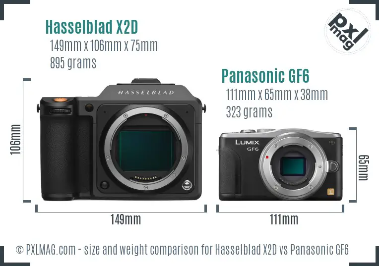 Hasselblad X2D vs Panasonic GF6 size comparison