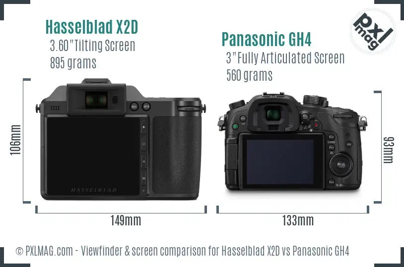 Hasselblad X2D vs Panasonic GH4 Screen and Viewfinder comparison